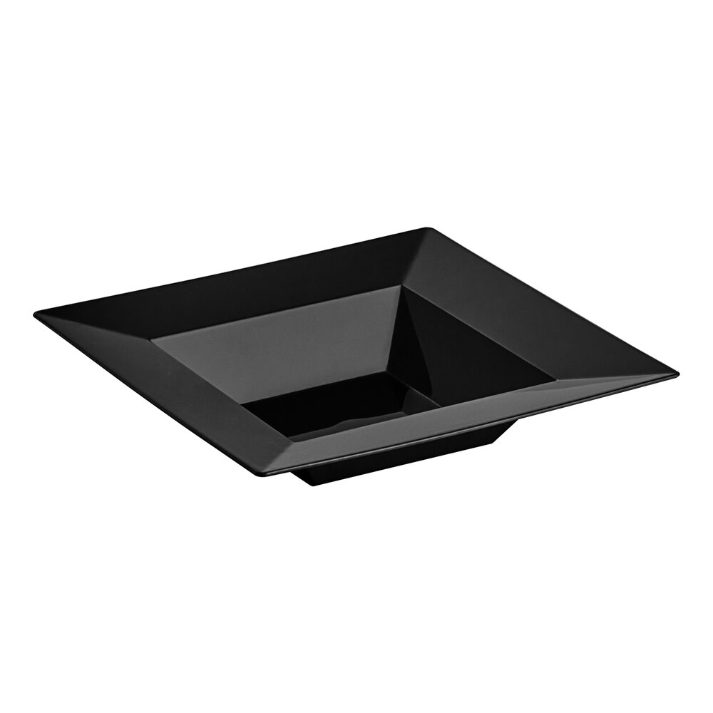 Visions Square 12 oz. Black Plastic Bowl - 10/Sample