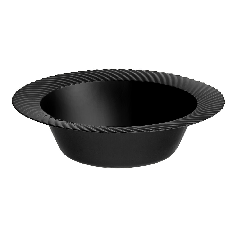 Visions Wave 6 oz. Black Plastic Bowl - 18/Sample