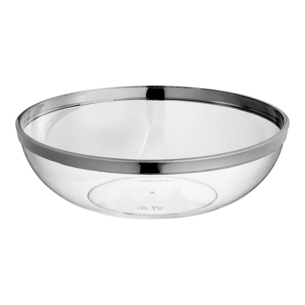 Sabert IMB144S 14 oz. Clear Bowl with Silver Rim - 144/Case