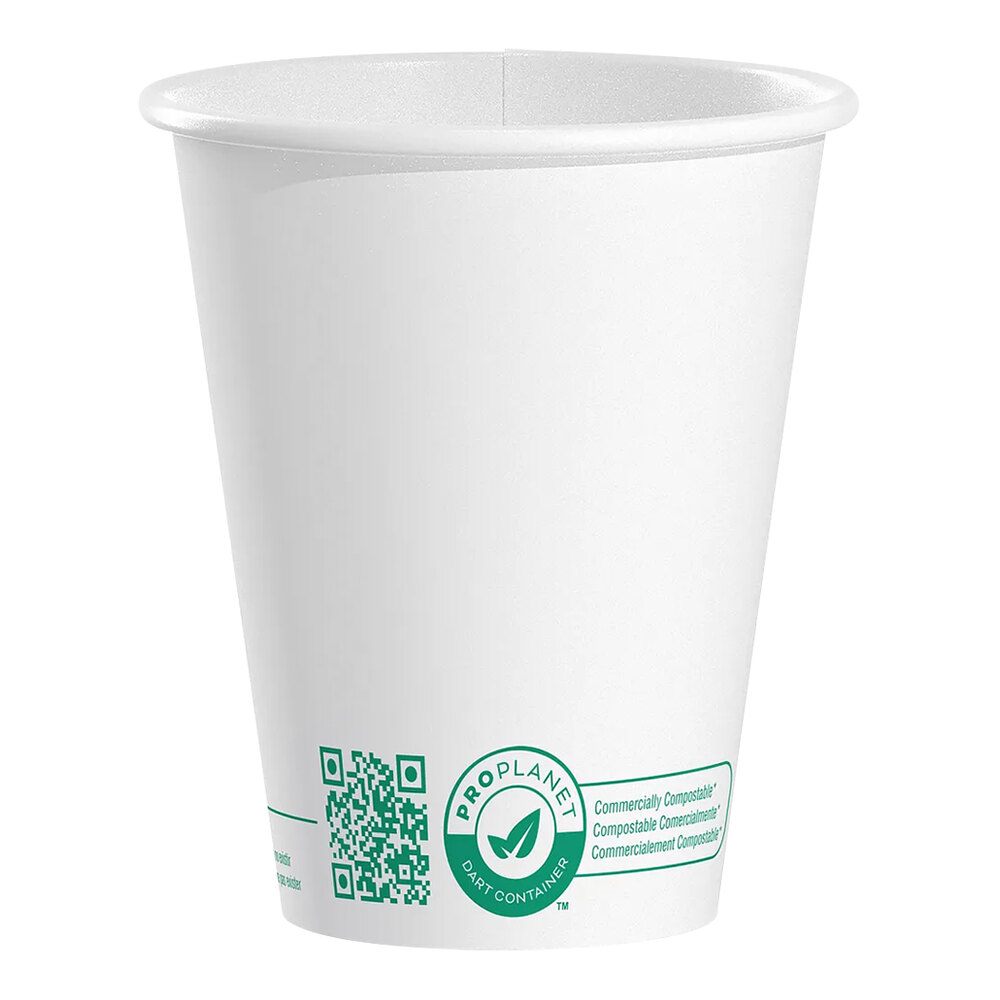Solo 8 oz. White Compostable Single Wall PLA Paper Hot Cup - 1,000/Case