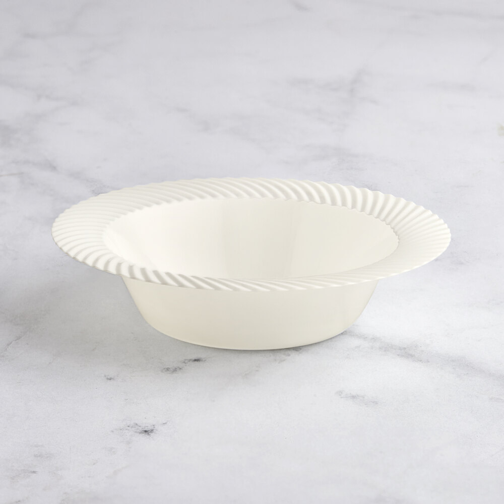 Visions Wave 12 oz. Bone / Ivory Plastic Bowl - 180/Case