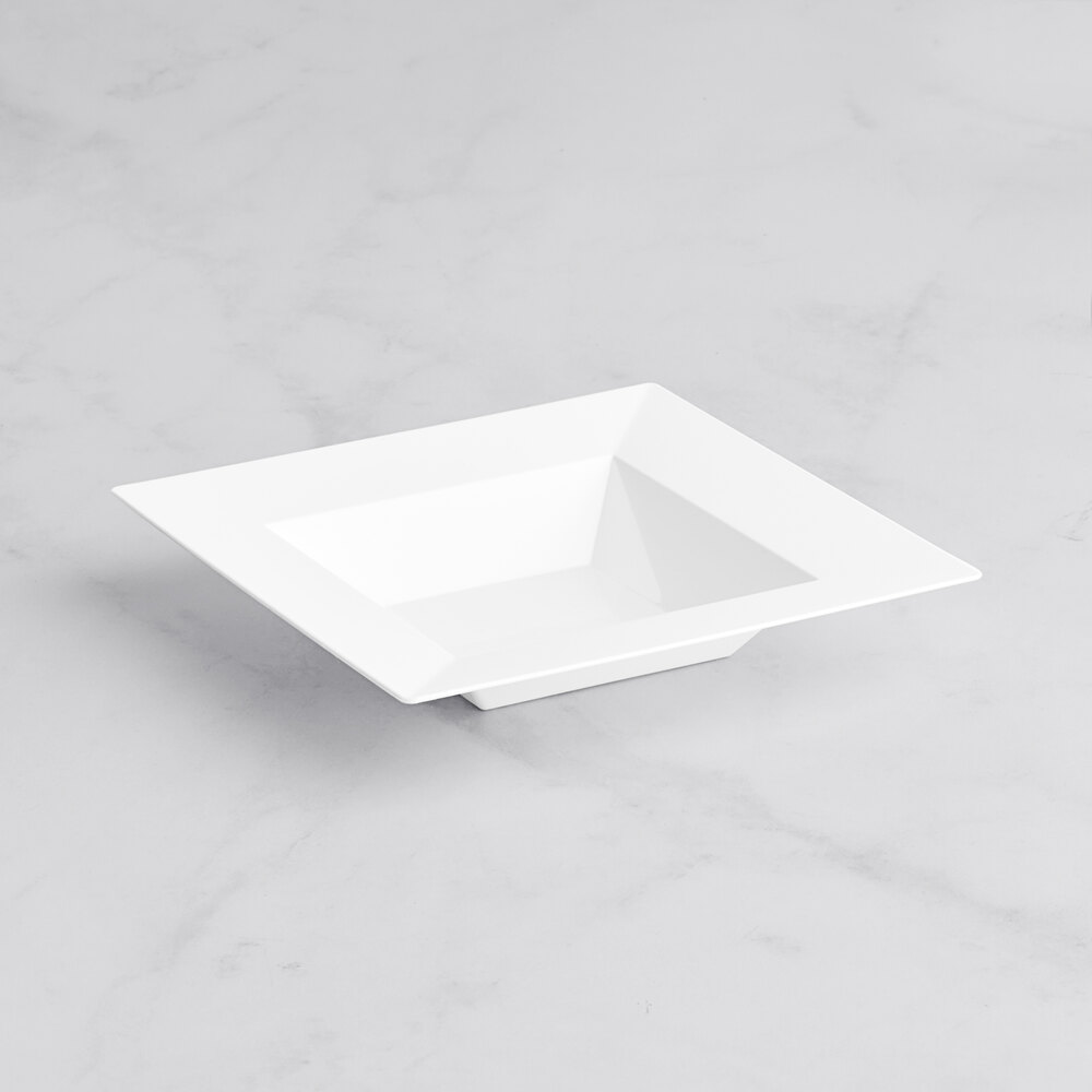Visions Square 12 oz. White Plastic Bowl - 10/Sample