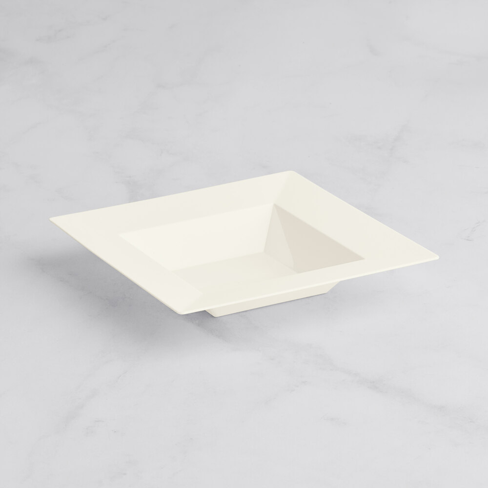 Visions 12 oz. Bone / Ivory Square Plastic Bowl - 120/Case