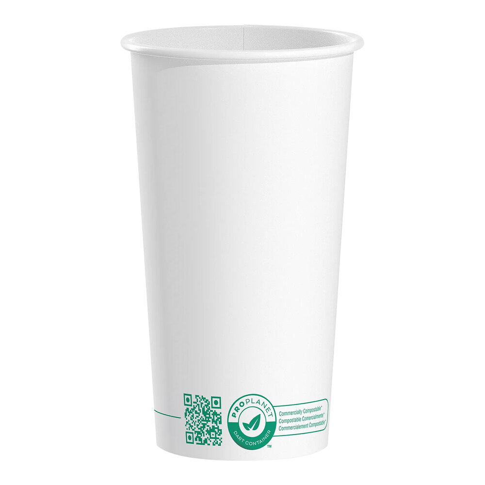 Solo 20 oz. White Compostable Single Wall PLA Paper Hot Cup - 40/Pack