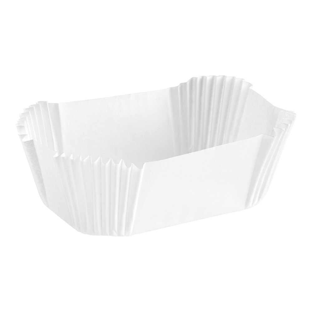 3 1/4" x 2" x 1 3/4" White Fluted Oblong Loaf Liners - 5,000/Case