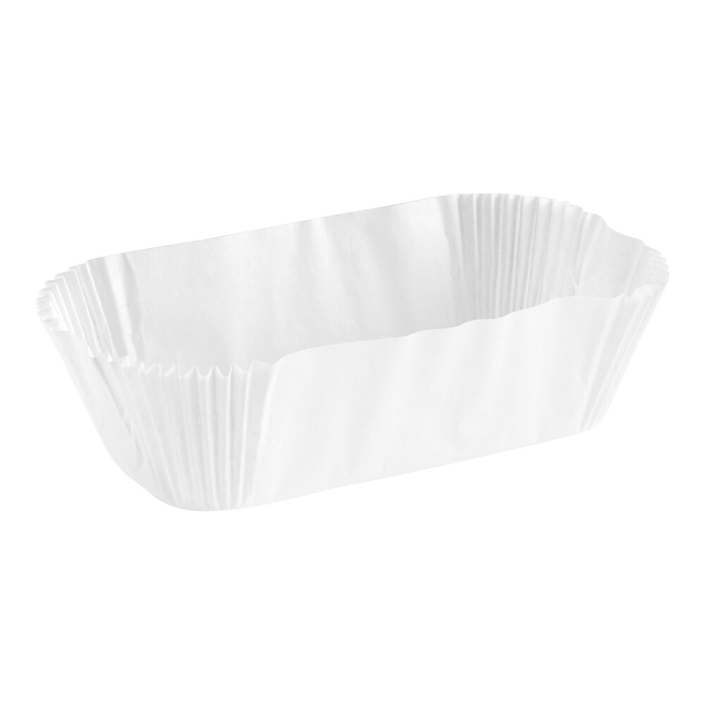6 7/8" x 2 7/8" x 2 1/4" White Fluted Oblong Loaf Liners - 1,000/Case