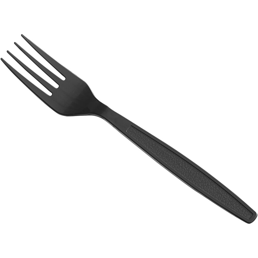 Choice Black Heavy Weight Polystyrene Plastic Fork - 1,000/Case