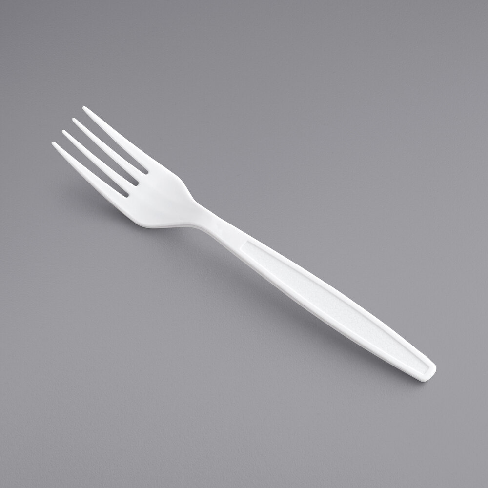 Choice White Heavy Weight Polystyrene Plastic Fork - 100/Pack