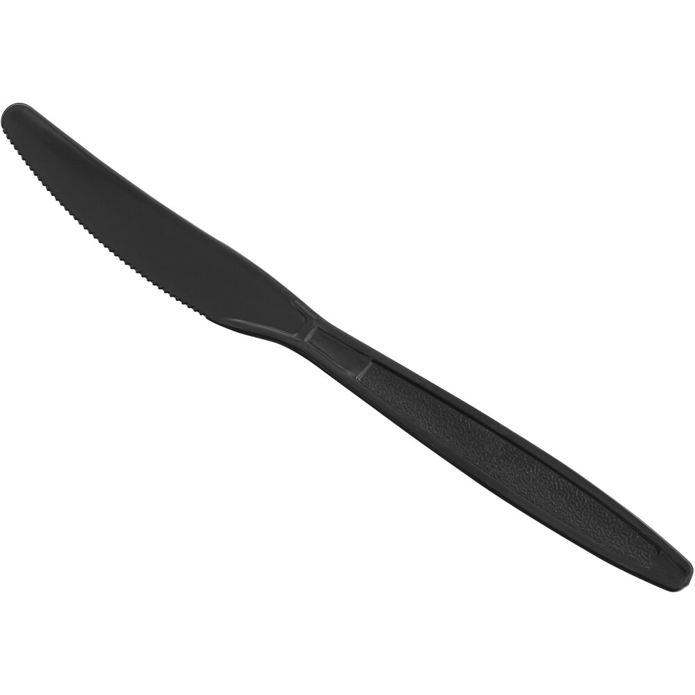 Choice Black Heavy Weight Polystyrene Plastic Knife - 1,000/Case