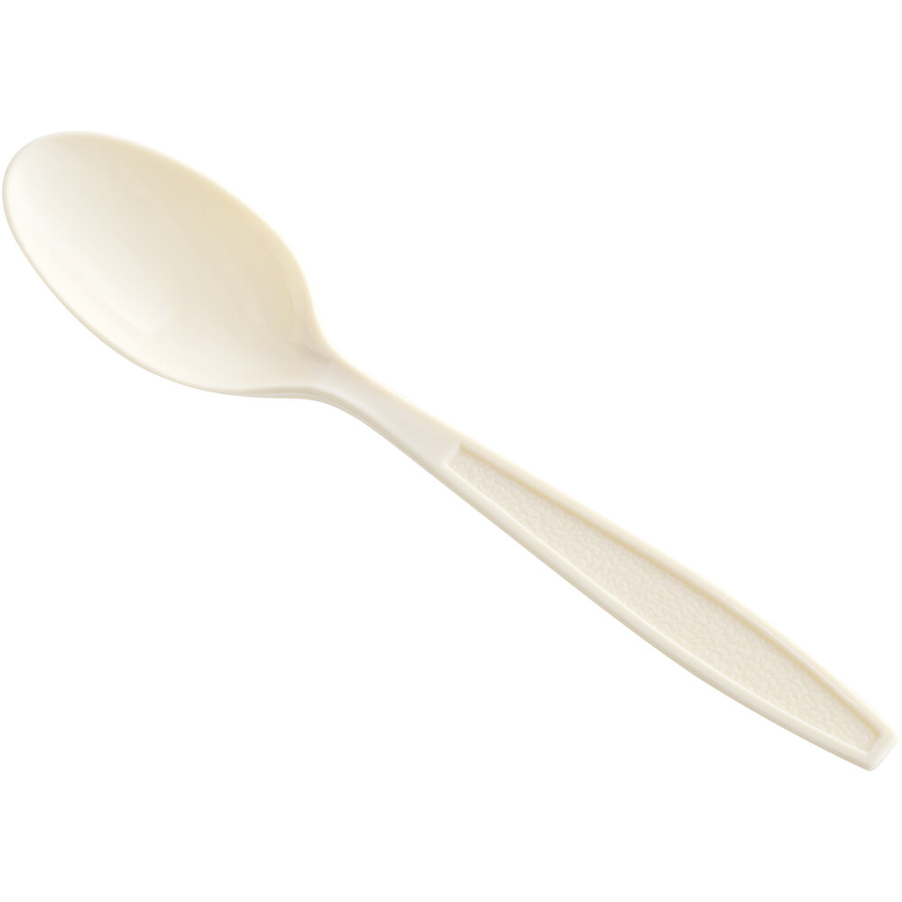 Choice Beige Heavy Weight Polystyrene Plastic Teaspoon - 1,000/Case