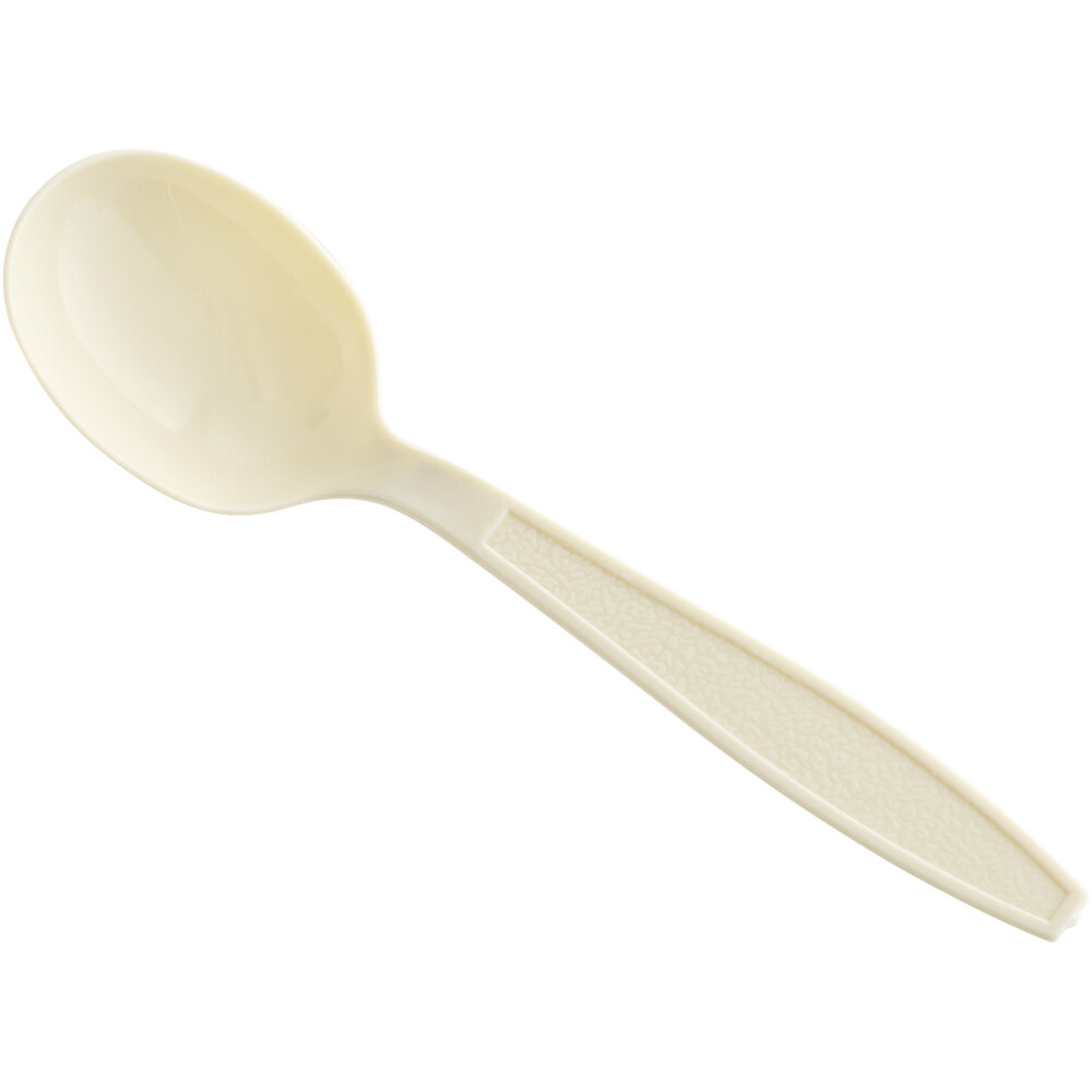 Choice Beige Heavy Weight Polystyrene Plastic Soup Spoon - 1,000/Case