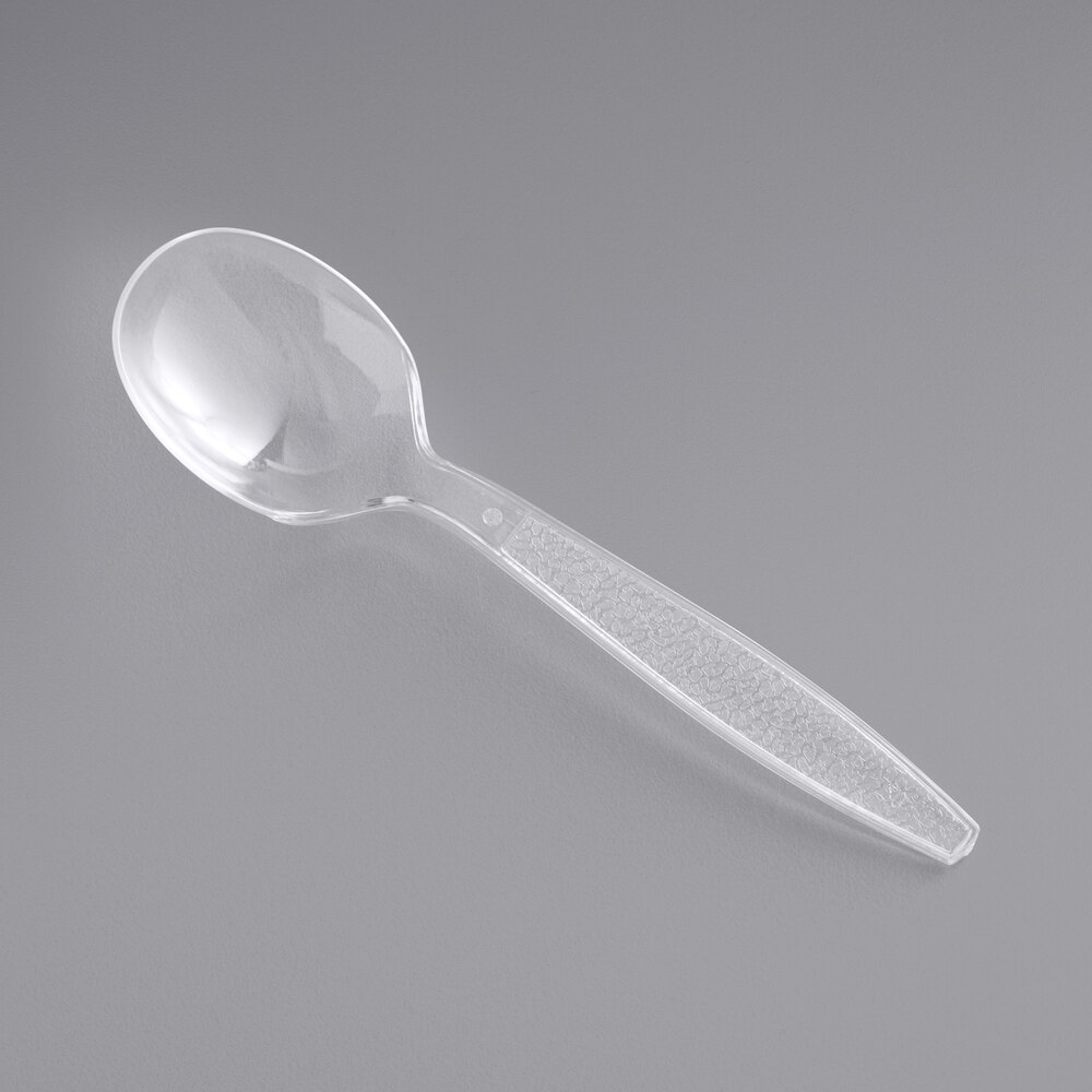 Choice Clear Heavy Weight Polystyrene Plastic Soup Spoon - 1,000/Case