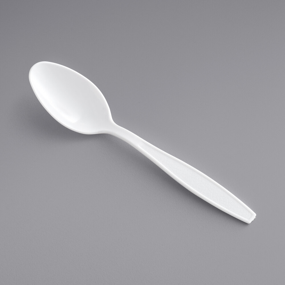 Choice White Heavy Weight Polystyrene Plastic Teaspoon - 1,000/Case