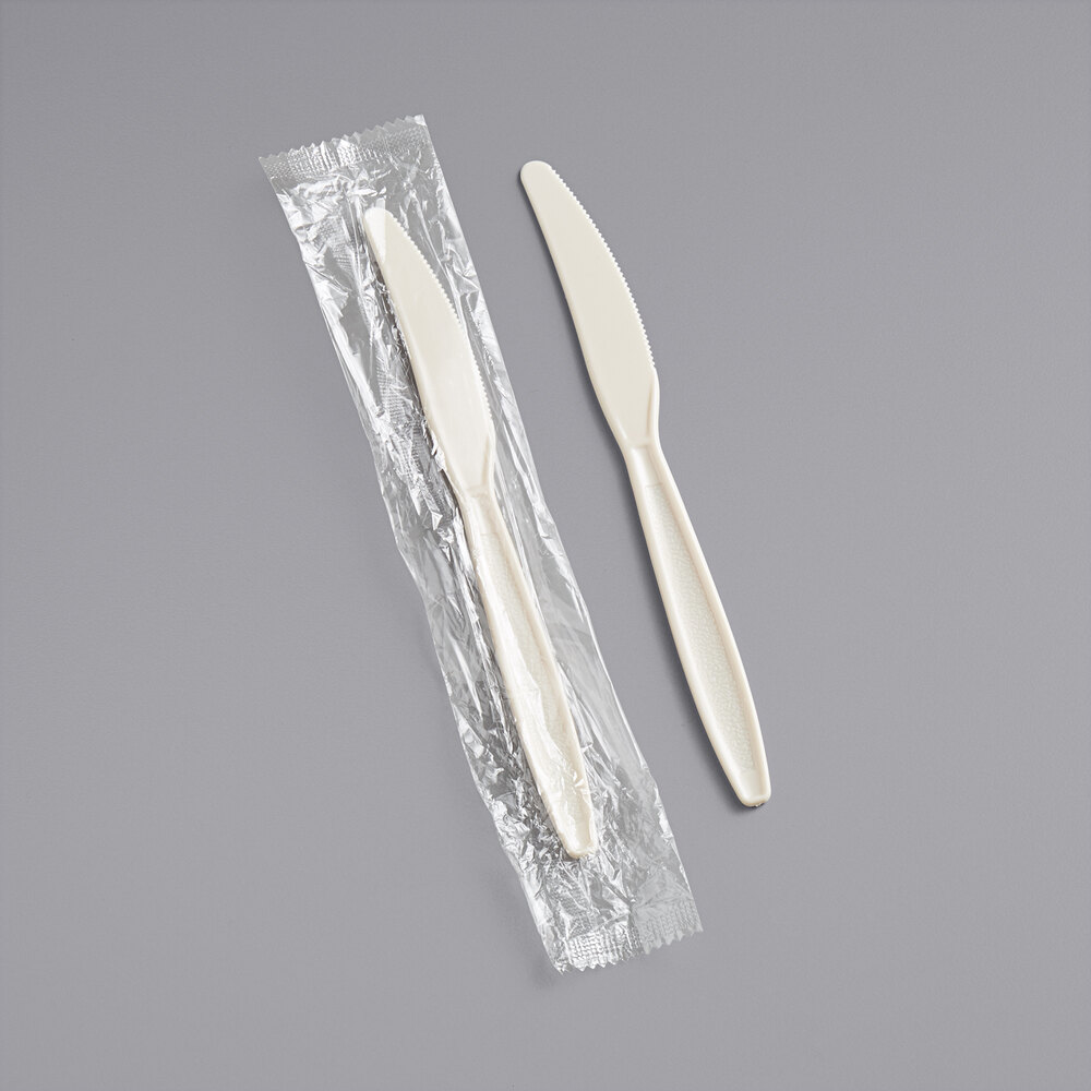 Choice Beige Heavy Weight Wrapped Polystyrene Plastic Knife - 1,000/Case