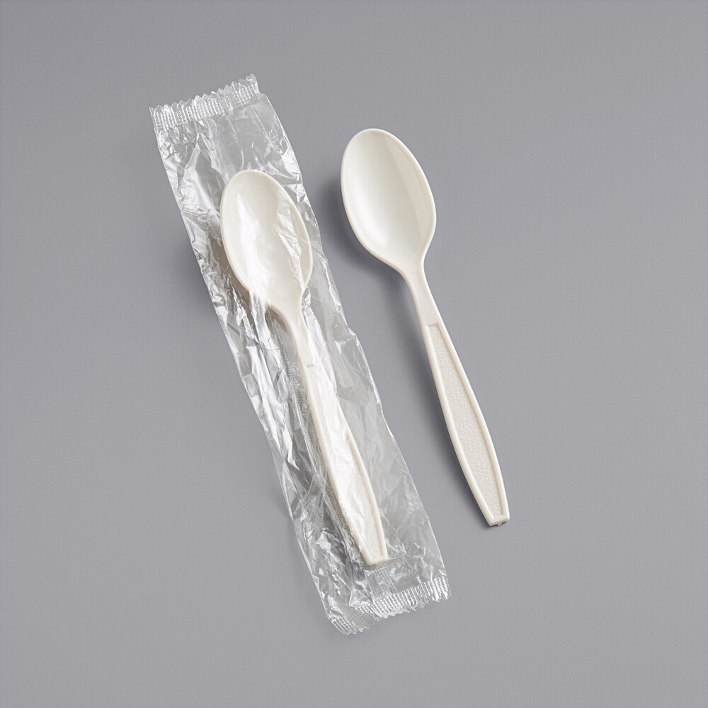 Choice Beige Heavy Weight Wrapped Polystyrene Plastic Teaspoon - 1,000/Case