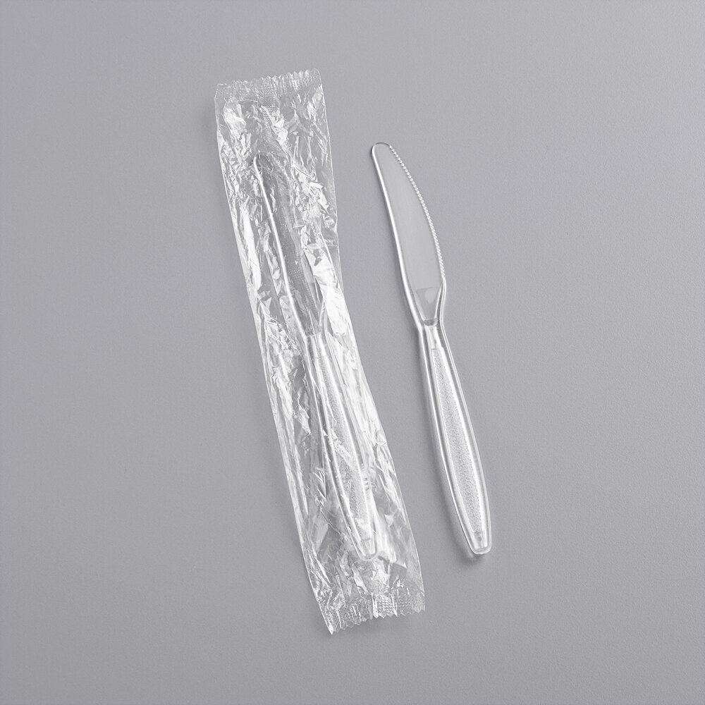 Choice Clear Heavy Weight Wrapped Polystyrene Plastic Knife - 1,000/Case
