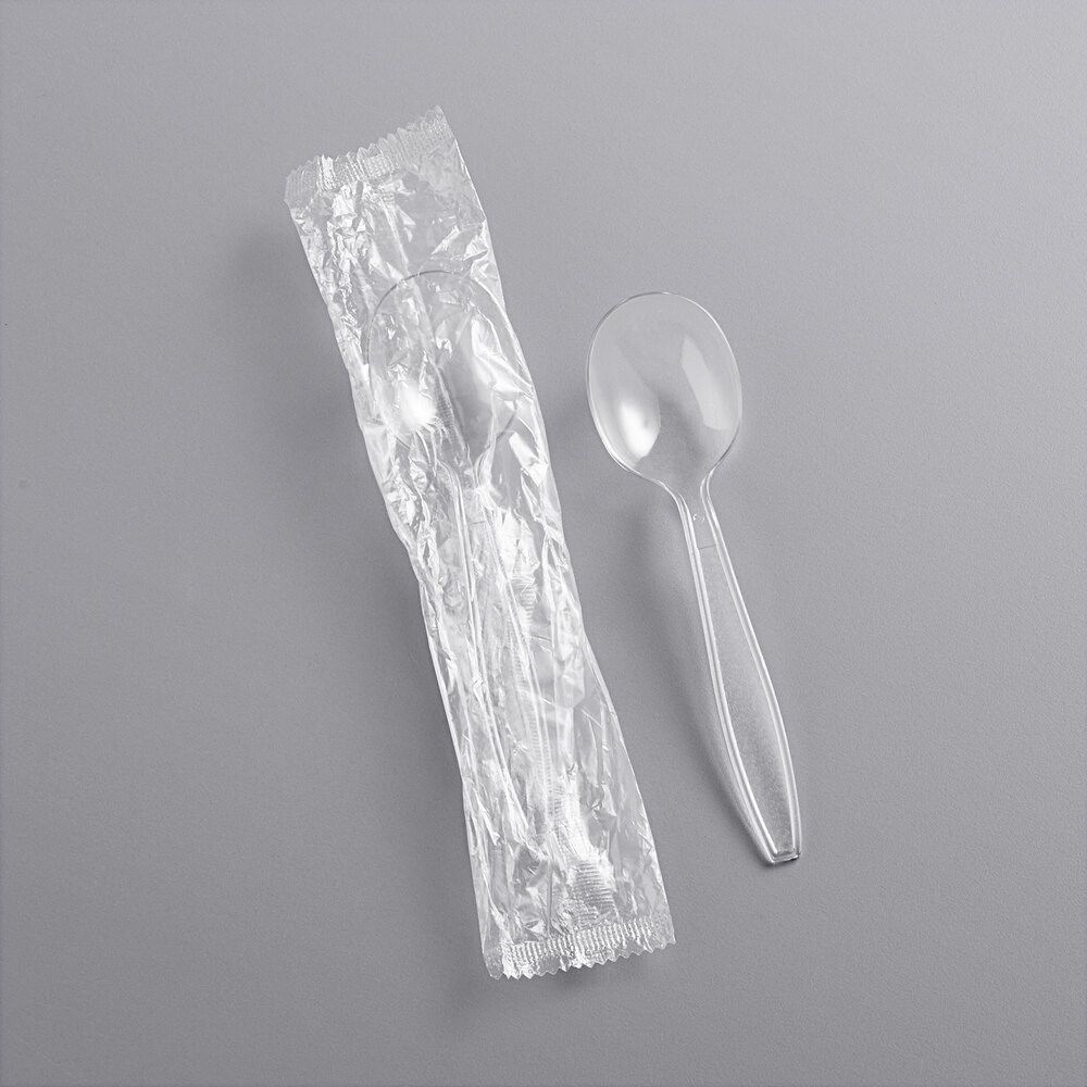 Choice Clear Heavy Weight Wrapped Polystyrene Plastic Soup Spoon - 1,000/Case