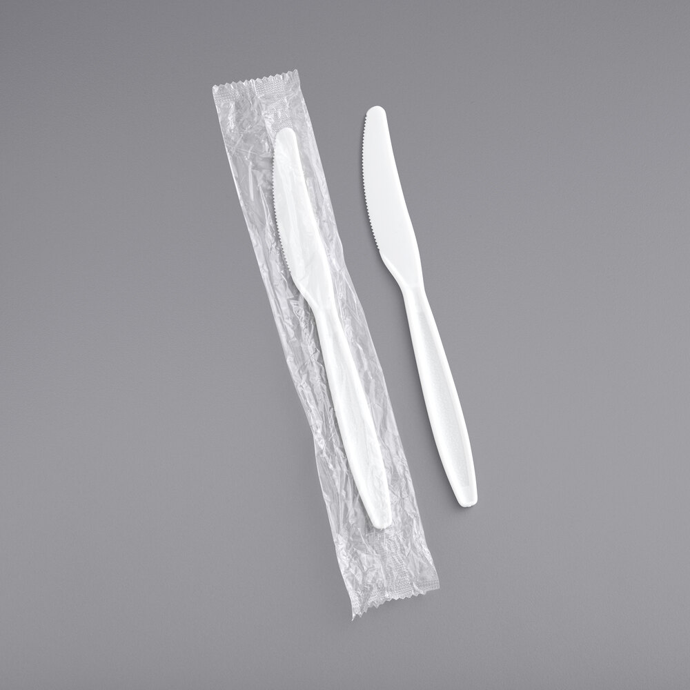 Choice White Heavy Weight Wrapped Polystyrene Plastic Knife - 1,000/Case