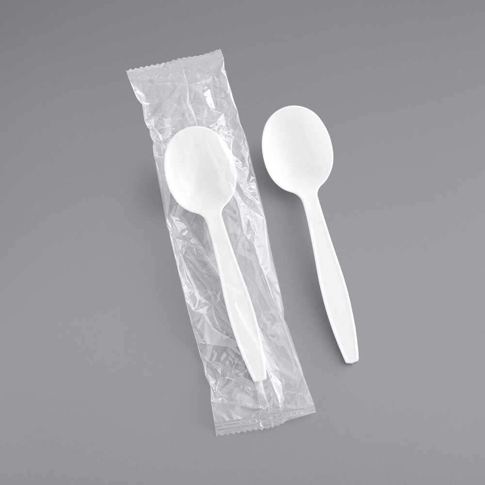 Choice White Heavy Weight Wrapped Polystyrene Plastic Soup Spoon - 1,000/Case