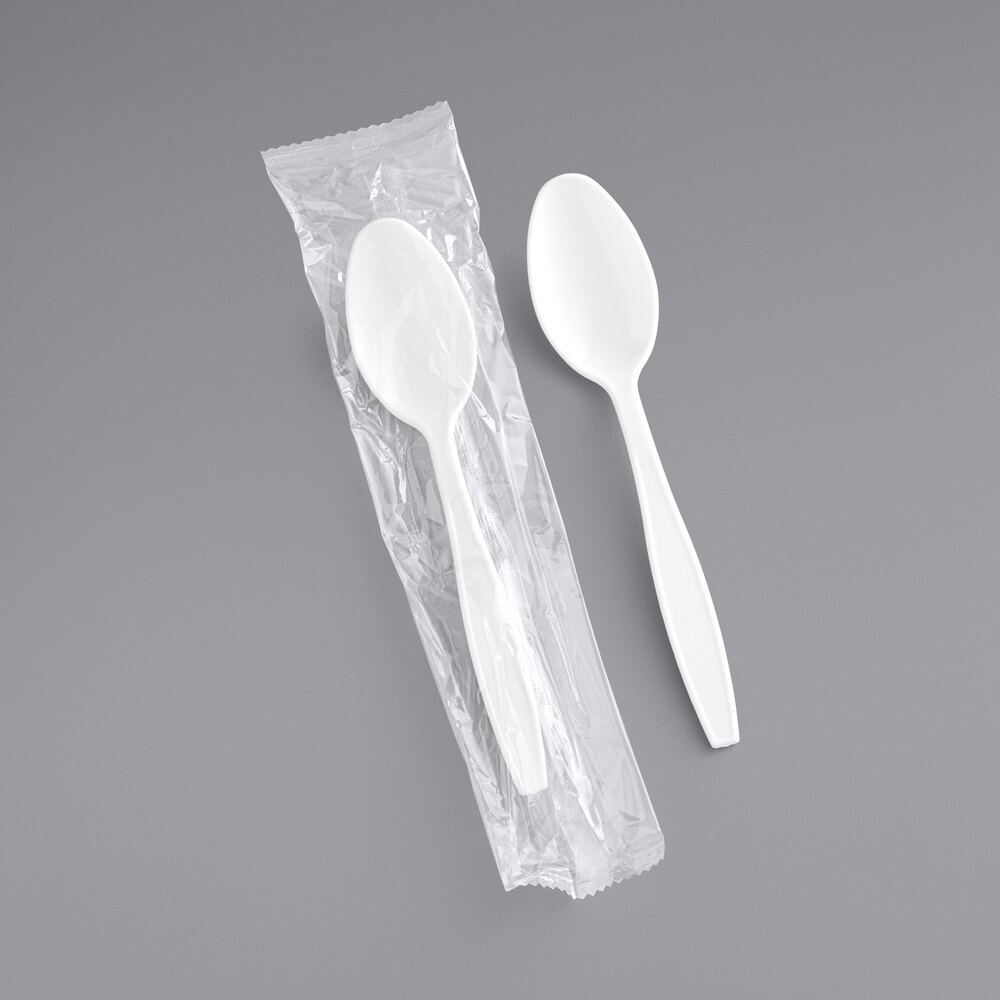 Choice White Heavy Weight Wrapped Polystyrene Plastic Teaspoon - 1,000/Case