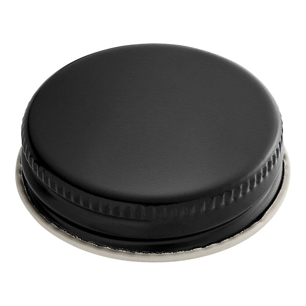 38/400 Black Metal Lid with Plastisol Liner - 3,400/Case