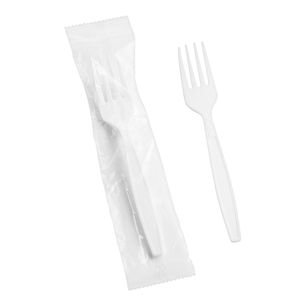 Choice White Extra Heavy Weight Wrapped Polystyrene Plastic Fork - 1,000/Case
