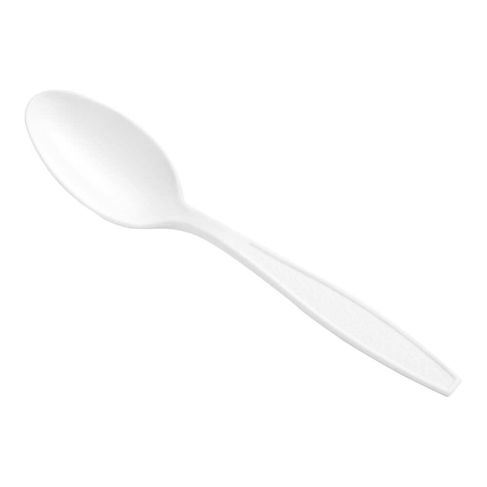 Choice White Extra Heavy Weight Polystyrene Plastic Teaspoon - 100/Pack