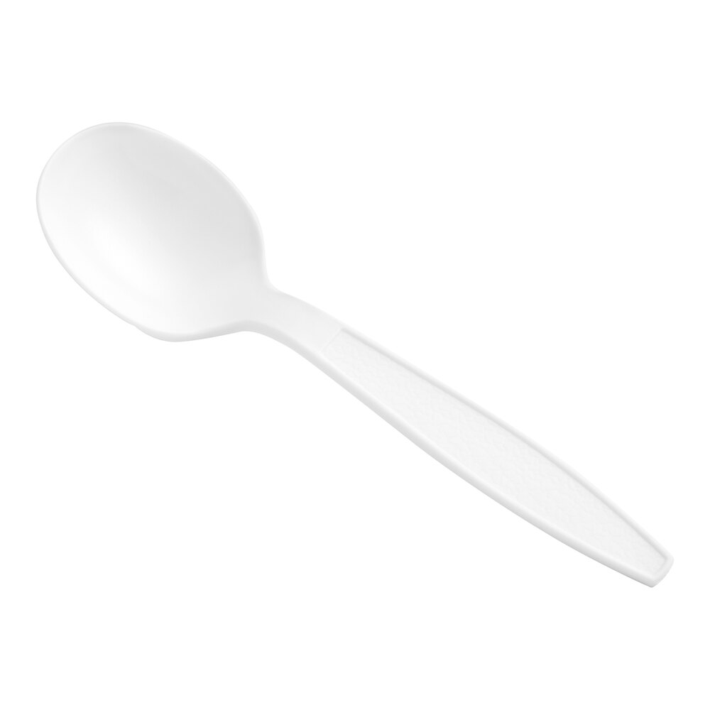 Choice White Extra Heavy Weight Polystyrene Plastic Soup Spoon - 100/Pack