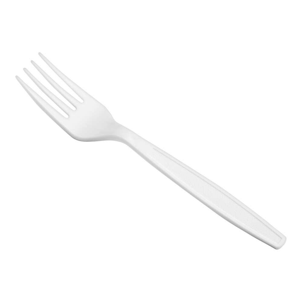 Choice White Extra Heavy Weight Polystyrene Plastic Fork - 100/Pack