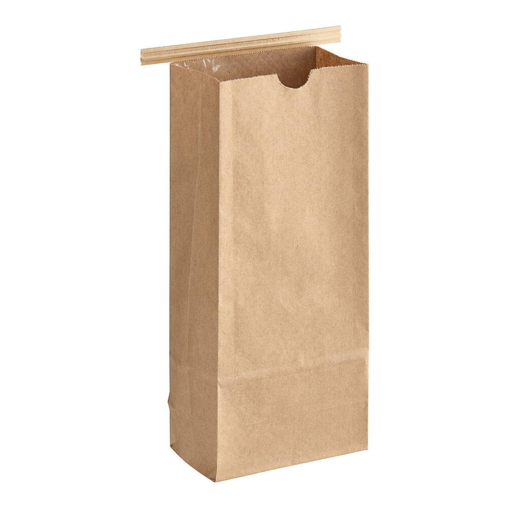Choice 1 lb. Brown Kraft Customizable Paper Coffee Bag with Reclosable Tin Tie - 1,000/Case