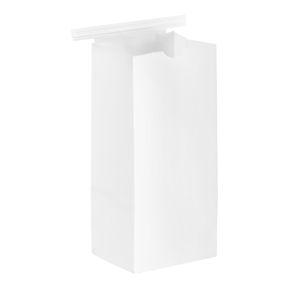 Choice 1/2 lb. White Customizable Paper Coffee Bag with Reclosable Tin Tie - 1,000/Case