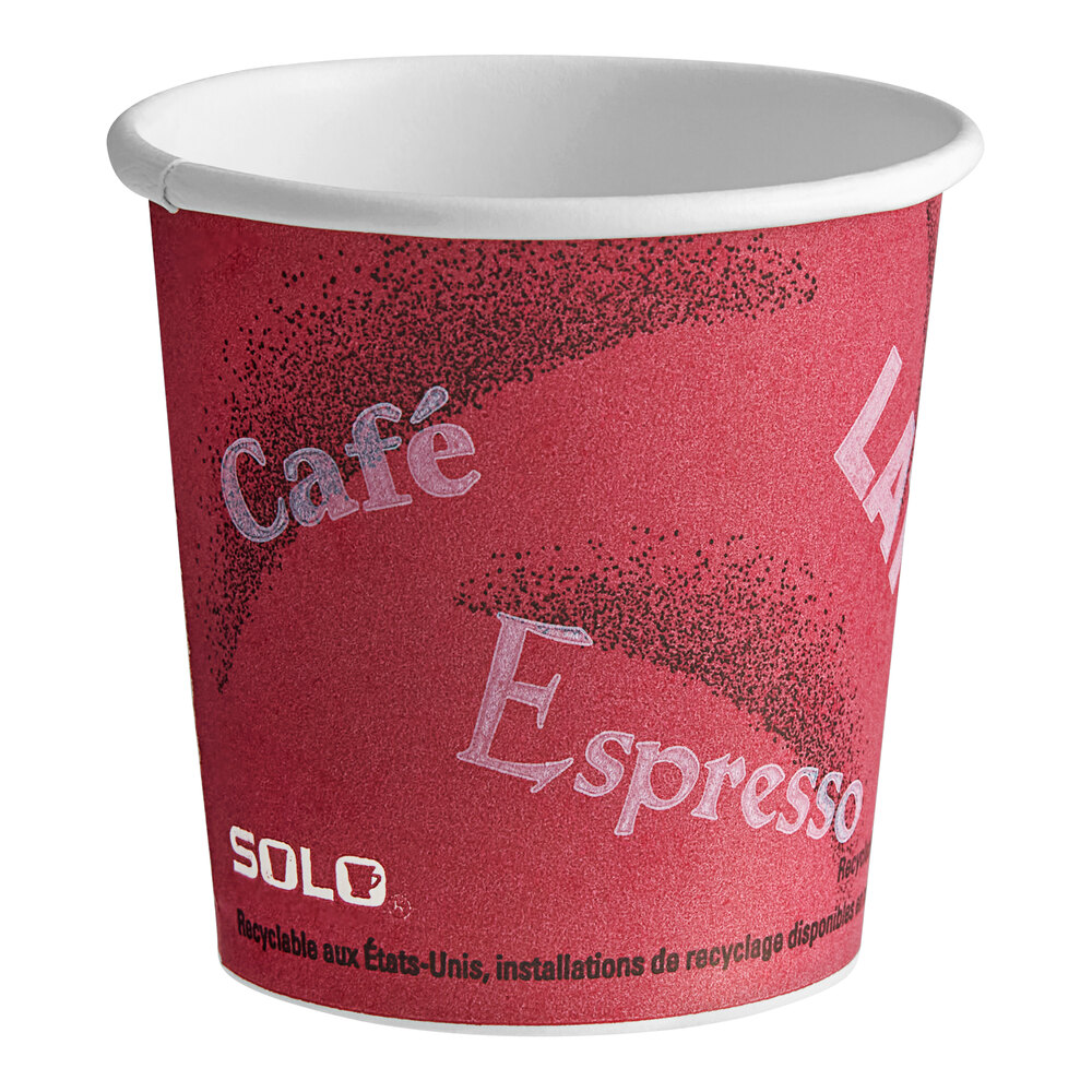 Solo 374SI-0041 Bistro Print 4 oz. Poly Paper Hot Cup - 1,000/Case