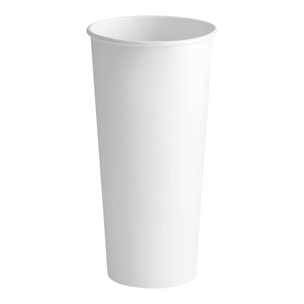 Solo 424WN-2050 24 oz. White Single Sided Poly Paper Hot Cup - 500/Case