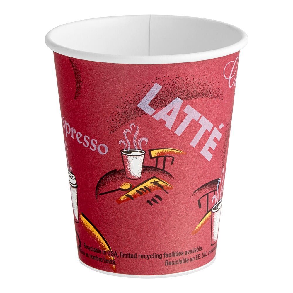 Solo 370SI-0041 Bistro Print 10 oz. Poly Paper Hot Cup - 1,000/Case