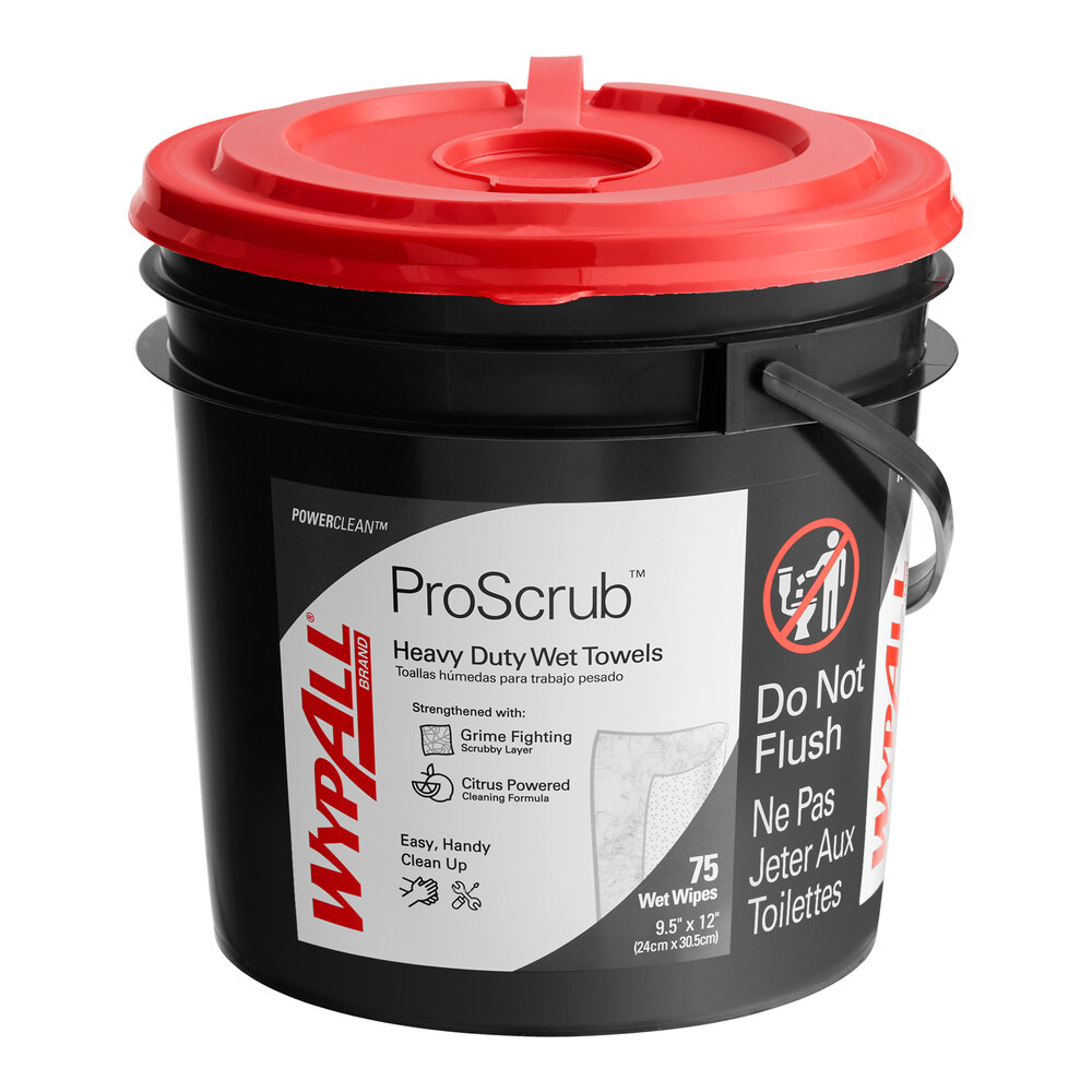WypAll® PowerClean ProScrub 9 1/2" x 12" 75-Count Heavy-Duty Pre-Moistened Wiper - 6/Case
