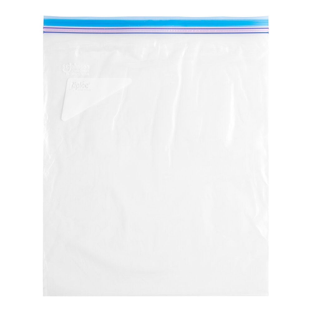 Ziploc® 682254 13" x 15 5/8" Two Gallon Freezer Bag with Double Zipper and Write-On Label - 100/Case