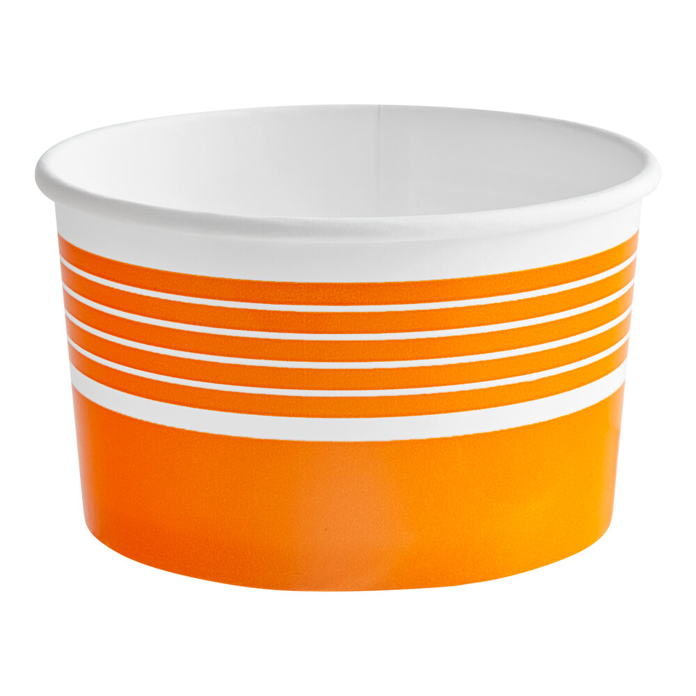 Choice 16 oz. Orange Paper Frozen Yogurt / Soup / Food Cup - 50/Pack