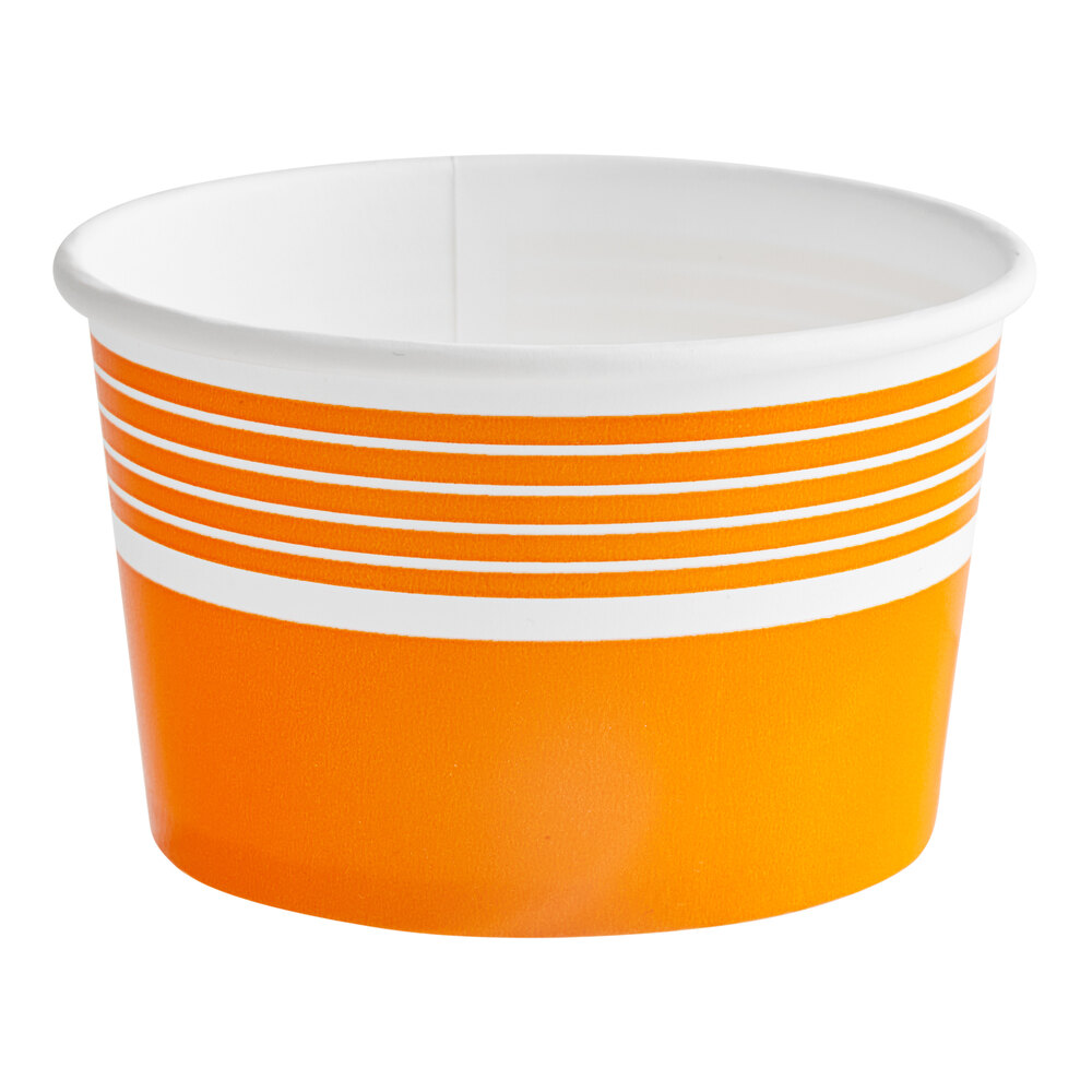 Choice 8 oz. Orange Paper Frozen Yogurt / Food Cup - 50/Pack