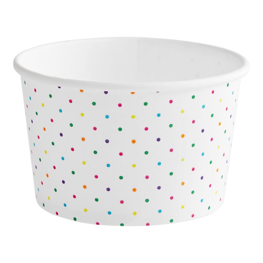 Choice 8 oz. Polka Dot Paper Frozen Yogurt / Food Cup - 1,000/Case