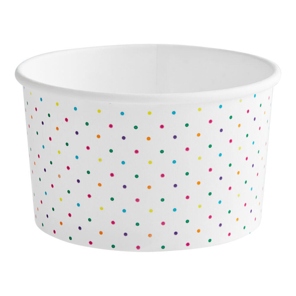Choice 16 oz. Polka Dot Paper Frozen Yogurt / Food Cup - 1,000/Case