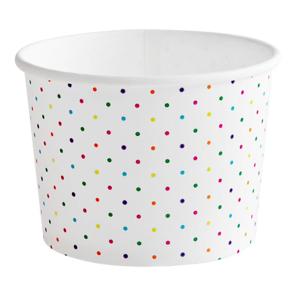 Choice 12 oz. Polka Dot Paper Frozen Yogurt / Food Cup - 1,000/Case