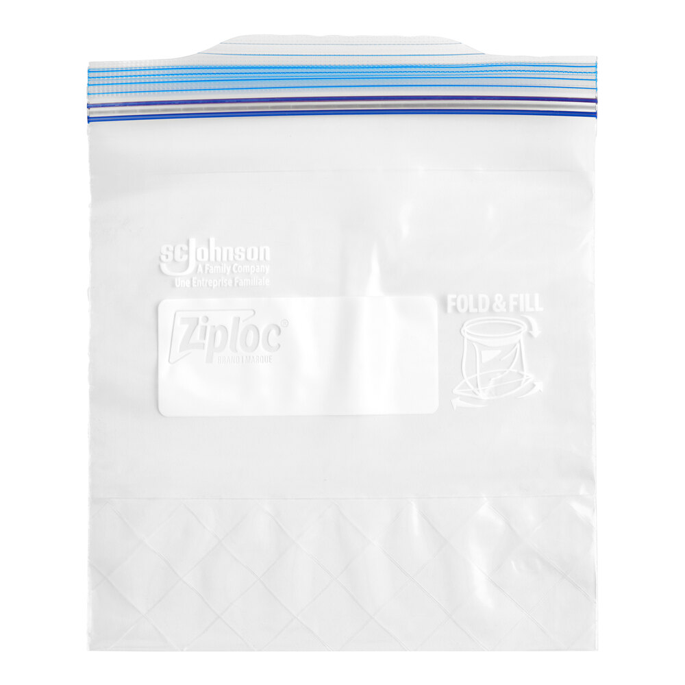 Ziploc® 364957 7" x 7 7/16" 1 Qt. Freezer Storage Bag with Double Zipper and Write-On Label - 300/Case