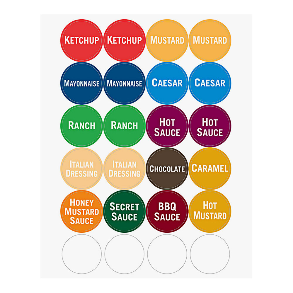 FIFO Innovations Sauce Identification Squeeze Bottle Cap Label Set