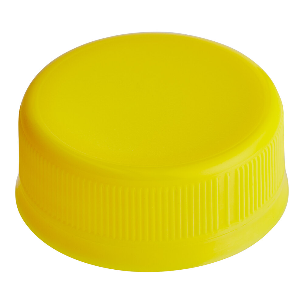 Yellow Unlined Tamper-Evident Cap for HPP Juice Bottles - 100/Pack