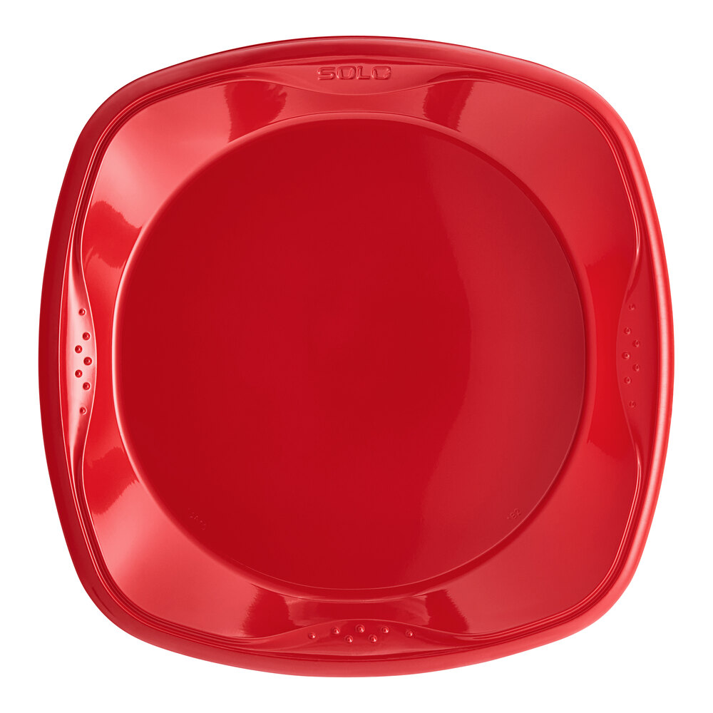 Solo Squared® 10" Red Plastic Plate - 240/Case