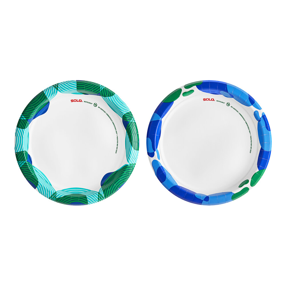 Solo Bold Hold™ 10" Heavy Weight Assorted Ripples / Sea Glass Paper Plates - 616/Case