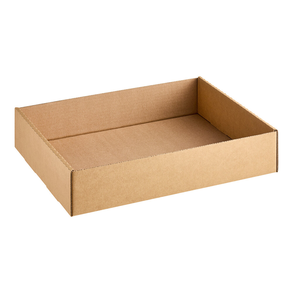 Choice 15 1/4" x 11 15/16" x 3 1/4" Kraft Corrugated Half Tray - 50/Case