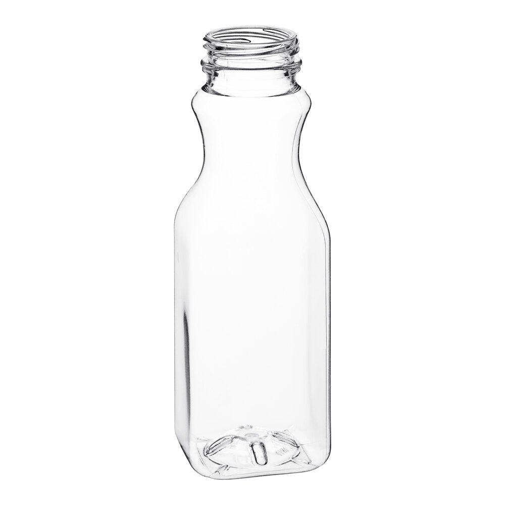 10 oz. Square Carafe PET Clear Juice Bottle - 270/Box