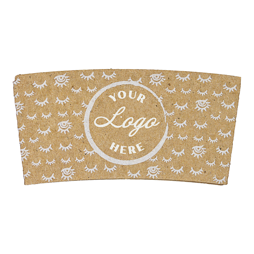 10-24 oz. Natural Kraft Customizable Embossed Coffee Cup Sleeve with Flexo Print Ink - 1,800/Case