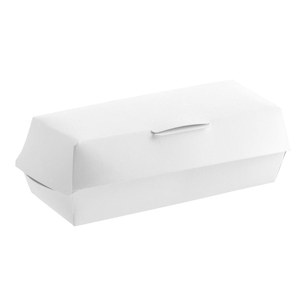 7" x 2 3/4" x 2 1/2" White Paper Clamshell Jumbo Hot Dog Container - 400/Case